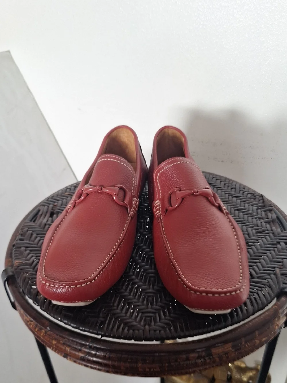 Mikekonos Driving Loafers Brazil Leather Red Men 12 M